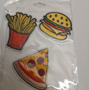 ONE Fashion Food Patches  Fries Burger and Pizza 3pcs Set NWT